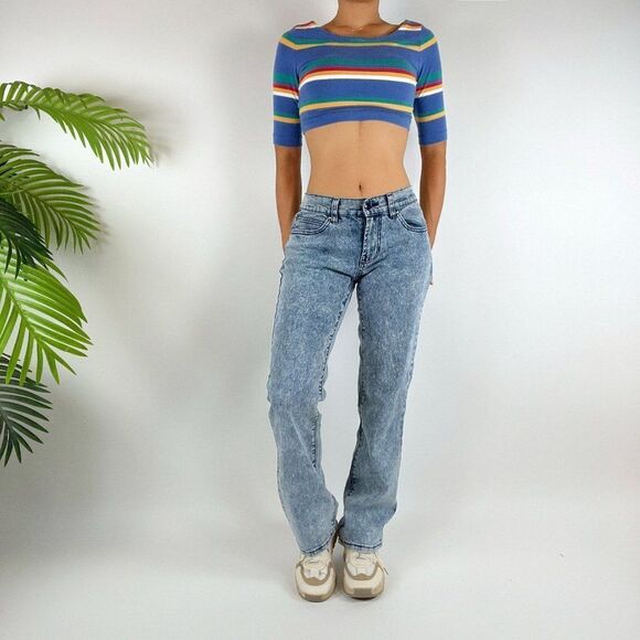 Vintage 80s / 90s Grunge Low Rise Acid Washed Straight Leg Denim Jeans / Size: 6 - Picture 2 of 6